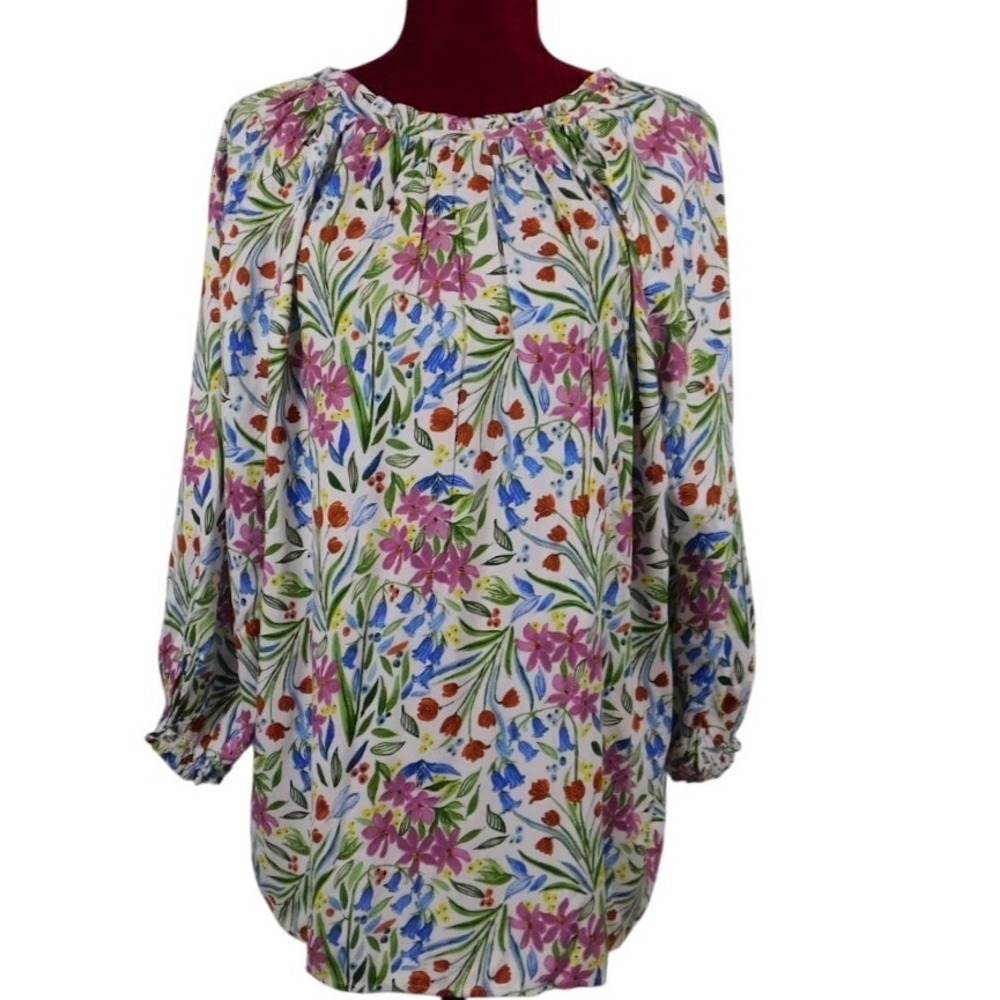 Style & Co 2XL Multicolor Floral Printed 3/4 Sleeve Blouse Loose Comfortable NWT